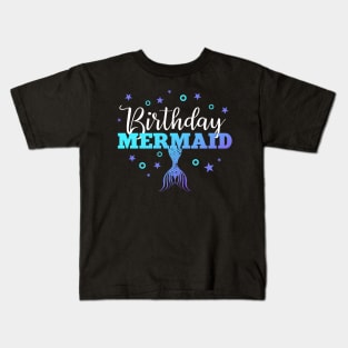 Birthday mermaid Funny Graphic Womens Girl T-Shirt Kids T-Shirt